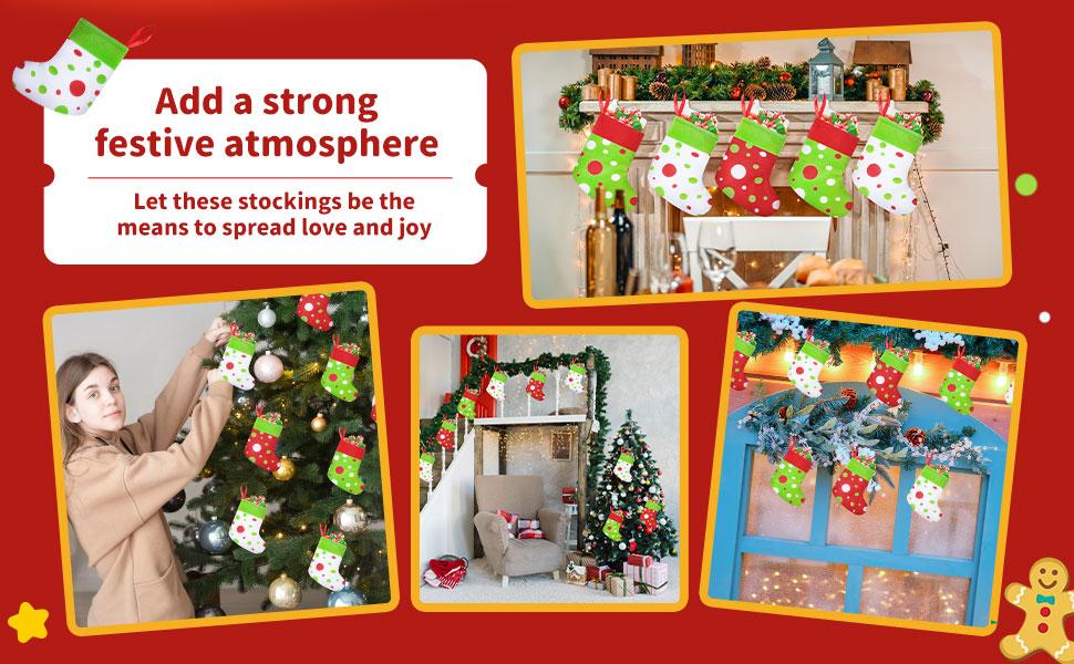 Christmas Clearance Sale Christmas Stockings 24/4 Pcs Cute Large Capacity Funny Green Furry Christmas Decor Mini Dot Xmas Stockings Candy Bag Green Christmas Monster Decoration Home Door Wall Fireplace Stocking Stuffer Burr Basket Christmas Gifts