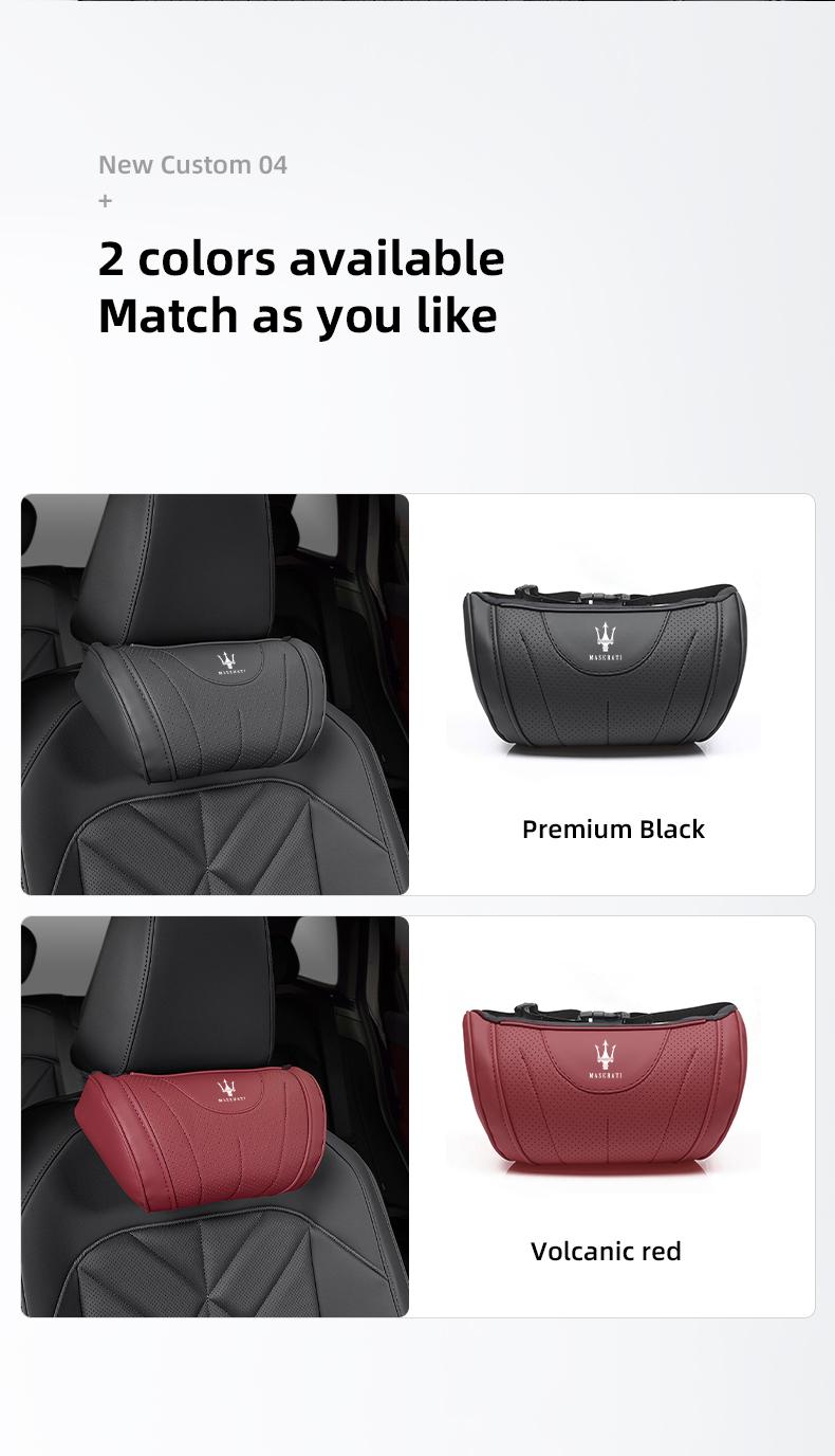 Car Headrest Neck Support Seat Lumbar Cushion Neck Pillow For Maserati Quattroporte GranTurismo MC20 Levante Ghibli Grecale President GranCabrio Coupe Spyder