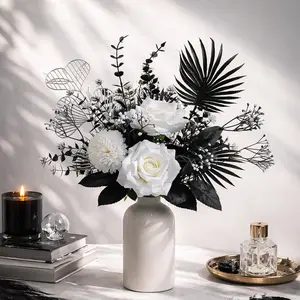 and Contrast Artificial Flower Arrangement, 3D Line Design Home Decor, Living Room Coffee Table TV Cabinet Accent, Luxury Atmosphere, Designer Style