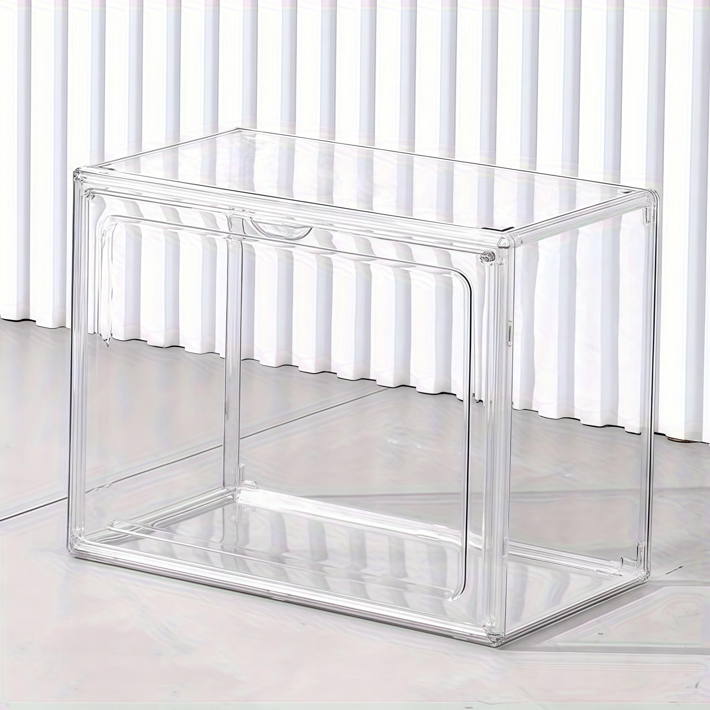 Transparent Stackable Plastic Display Storage Box, Dustproof Acrylic Organizer for Dolls, Books, Shoes, Bags, Skincare (36x27x23 Cm)