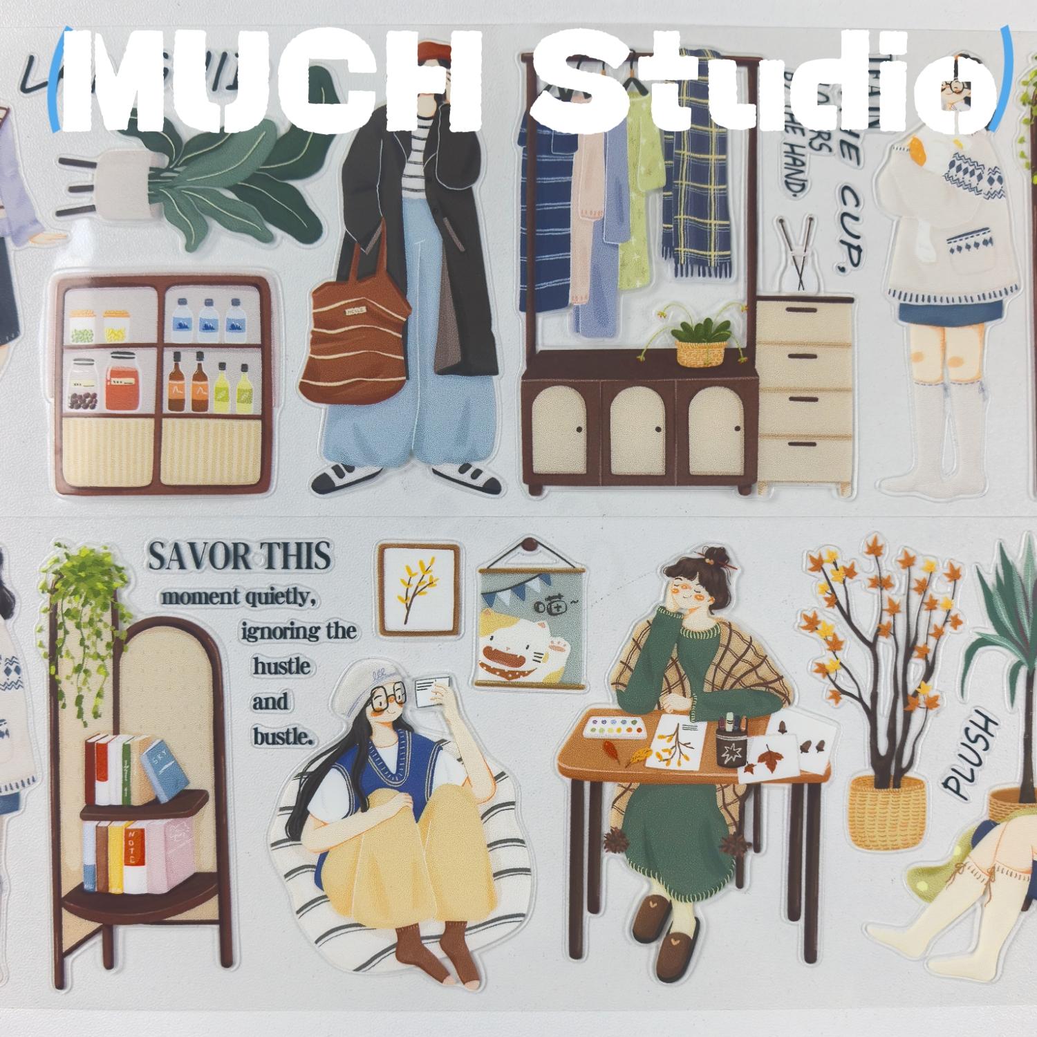 1pc (6.5*100cm), Original New Product, Daily Life Character Status Sticker, High-end Craftsmanship PET Tape, Exquisite Pattern, Versatile and Practical, Suitable for Scrapbooking, Decorating Journals, Notebooks, Greeting Cards, Photo Frames and More