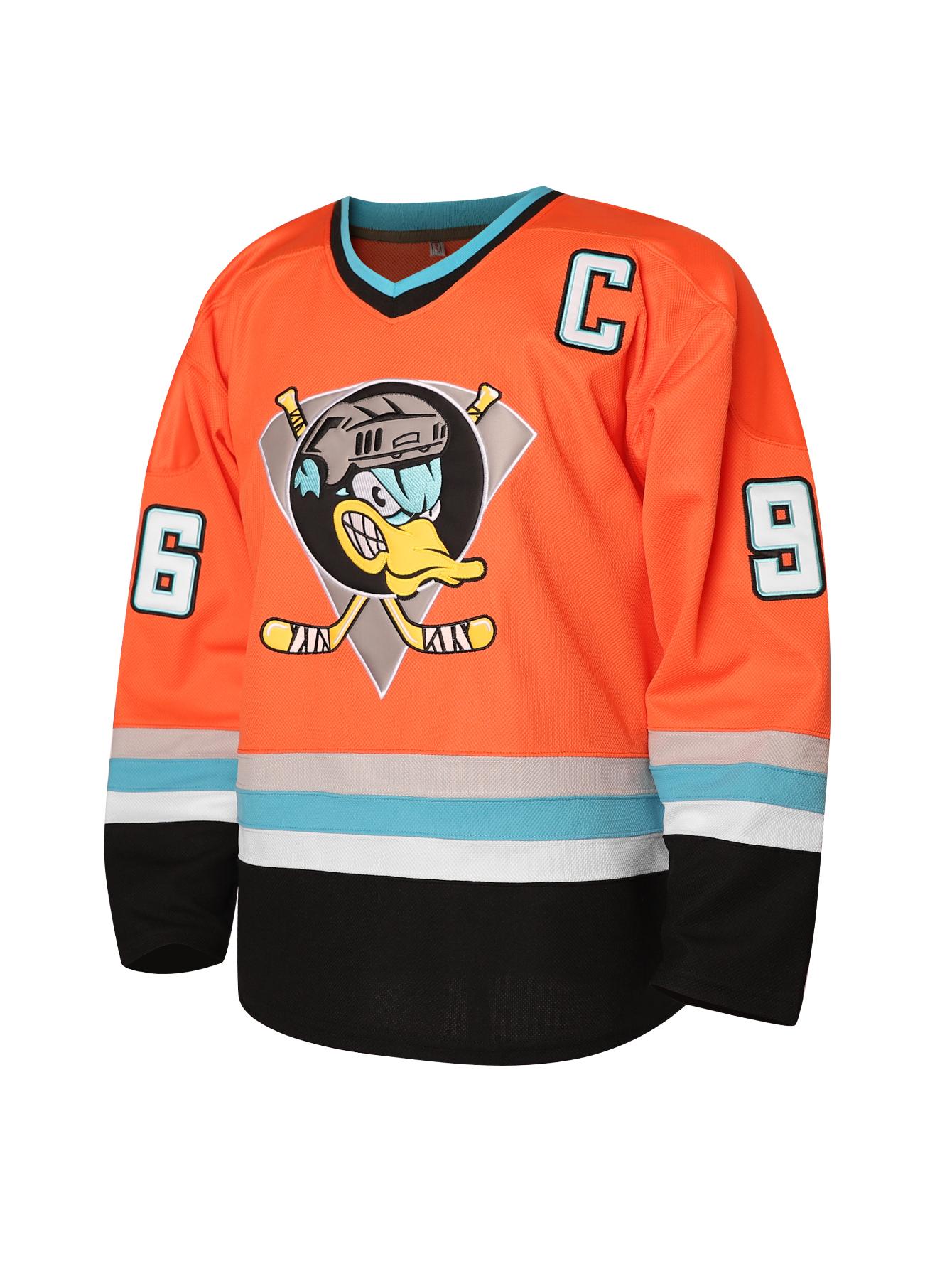 Mighty Ducks Jersey Movie Ice Hockey Jersey Charlie Conway #96 Adam Banks #99 90S Hip Hop Clothing for Party Orange Modern Sportswear Christmas gifts UglySweater SpringStatements