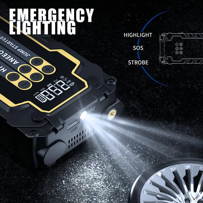 Portable Car Jump Starter with Air Compressor, 3000A 12V Lithium-Ion Battery, Automatic Shut-Off Tire Inflator, Model X49S