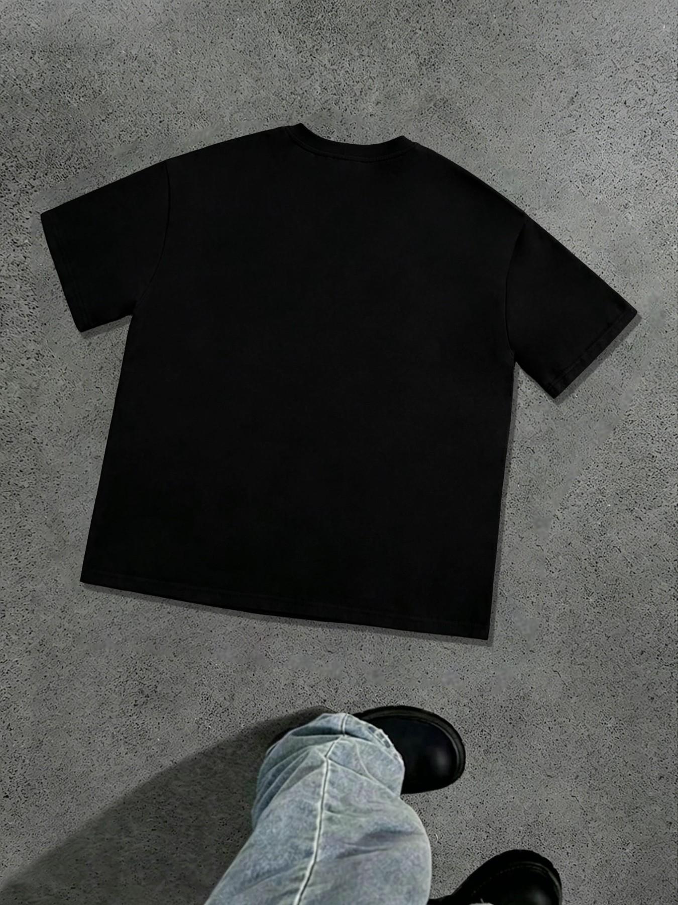 Viral Sparkle Rhinestone Flower Graphic Men Oversized T-Shirt, Black Hotfix Bling Aesthetic Streetwear Tee, Y2K Loose Casual Top, Hip Hop Night Club Party All Match Trendy OOTD #MensFashionTok #RhinestoneFit #StreetStyle #GrungeAesthetic