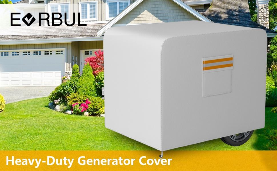 Generator Cover, 26”L x 20”W x 20”H Heavy Duty Waterproof 420D All-Weather Generator Cover with Storage Pocket Compatible with Most Generators 3000-5000 Watt (Gray)