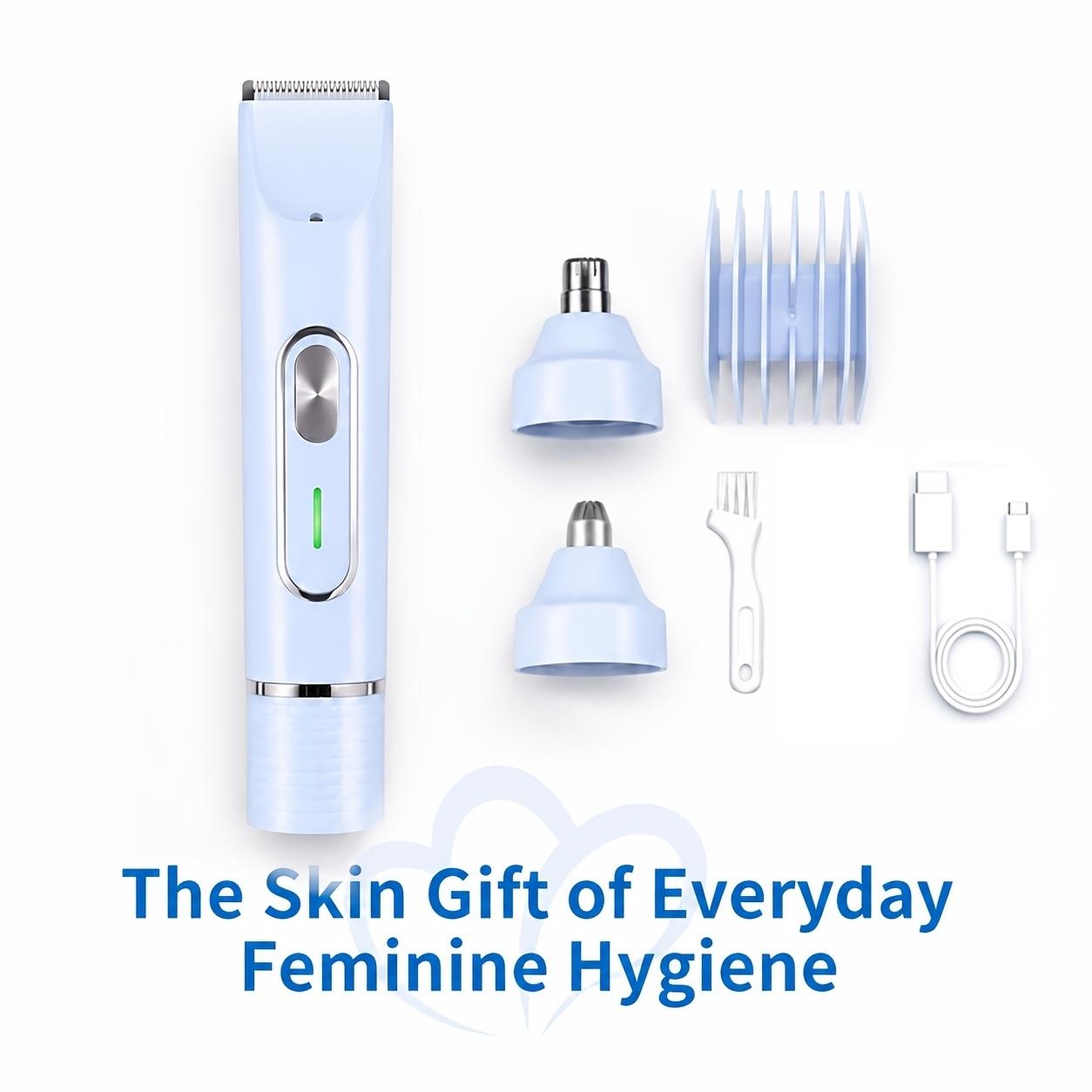4 in 1 multifunctional ladies  shaver, Trimmer Multigroomer, USB rechargeable, with a long battery life of 90 minutes, ideal for bikini line grooming, nose hair removal, leg shaving and full-body shaving   the perfect gift for women