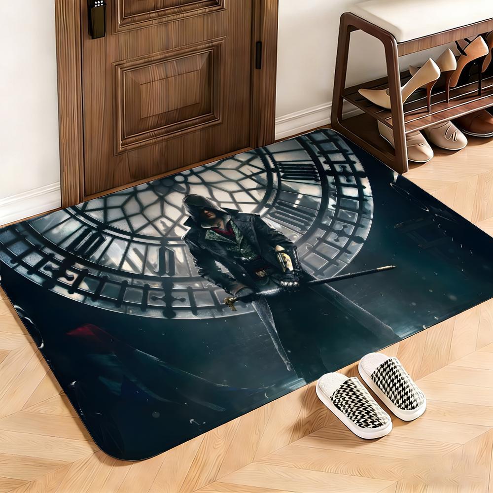 Action Assassin's Creed Floor Mat This soft flannel mat provides a cozy Soft flannel mat with quick water absorption, non-slip and durable. Easy to clean, ideal for bathroom and entryway use.