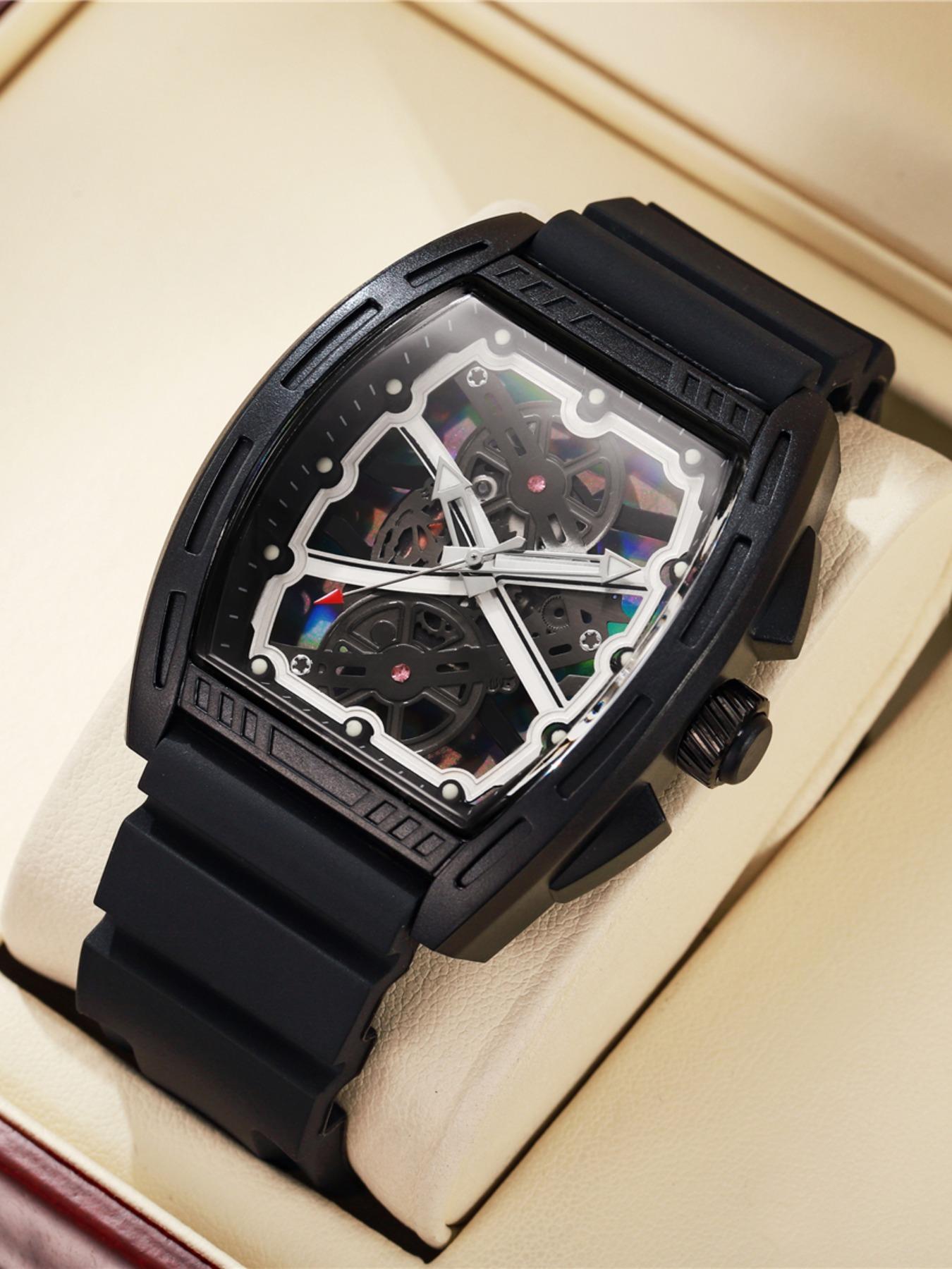 Stylish Men's Watch with Colorful Silicone Strap, Waterproof Analog Quartz Watch, Perfect Gift for Father's Day, Christmas, Birthday, Casual Wristwatch