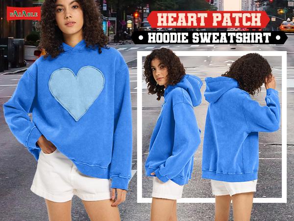 FAIABLE Unisex Trendy Vintage Pullover Sweatshirt for Women & Men- Oversized Heart Design Crewneck with Acid Wash Finish and Spacious Pockets for Ultimate Comfort and Style - Perfect for Valentine's Day Gifts and Everyday Wear
