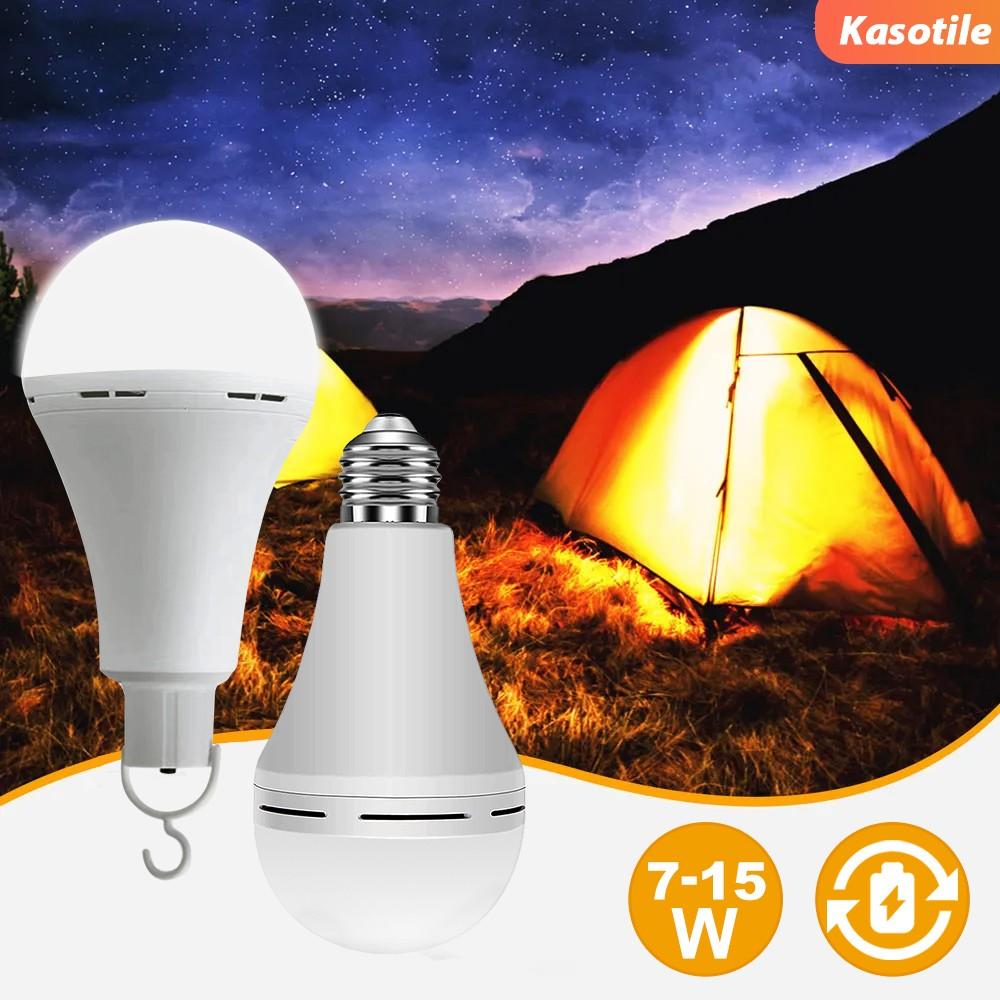 KASOTILE Emergency Rechargeable Light Bulbs, 1200mAh Battery Backup, 7W/9W/12W/15W 80W Equivalent LED Bulbs Auto-On During Power Outage, for Hurricane, Emergency Use (Daylight)