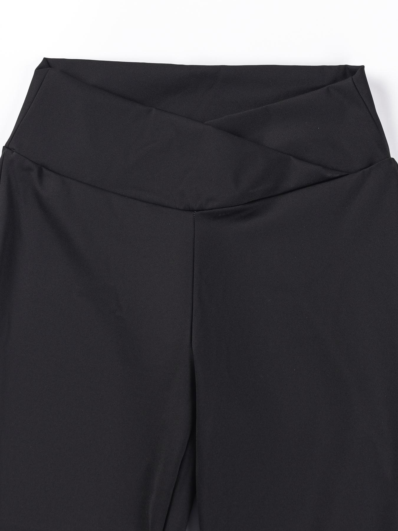 3pcs Women's Cross Waist Elastic Running Pants, Long Wide Leg Sportswear, Comfortable Fashion Design, 3 Pack Sports Trousers, Athleisure Style Pants