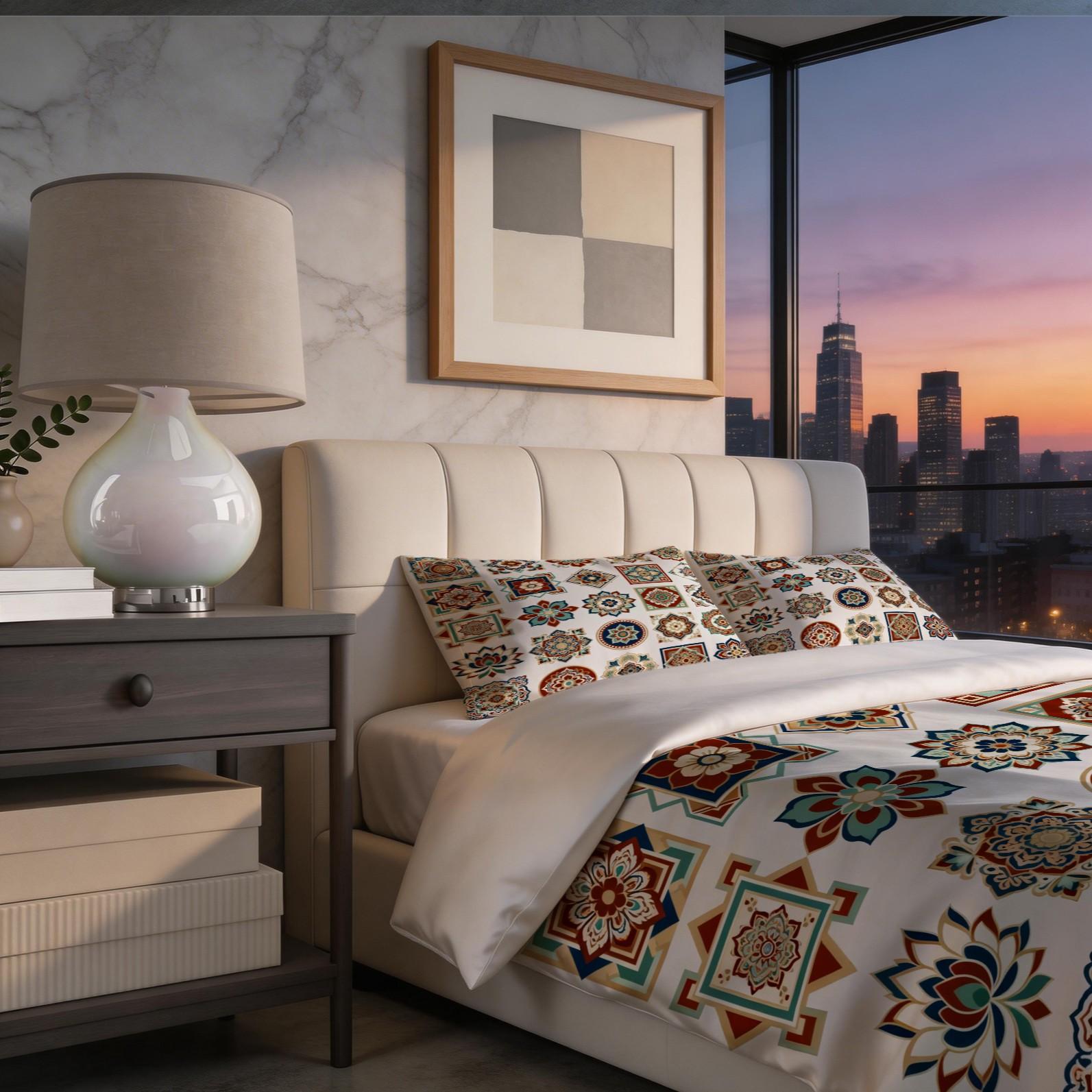 2/3 Pack Boho Mandala Print Duvet Cover Set, Vintage Floral Style Bedding, Soft & Breathable Bed Set with Zipper Closure for Bedroom & Guest Room, Suitable for All Seasons (No Insert)