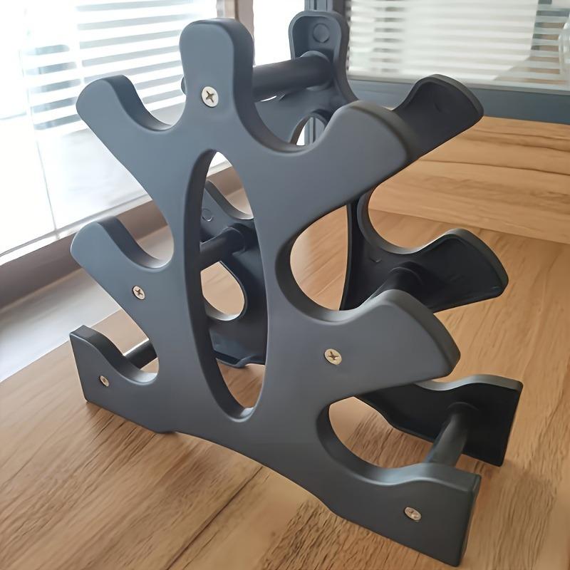 Black ABS three-layer dumbbell rack, suitable for finishing weight at home and gym, compact A design, can place six dumbbells on each side, strength workout equipment, exercise workout equipment, Fitness Training Equipment