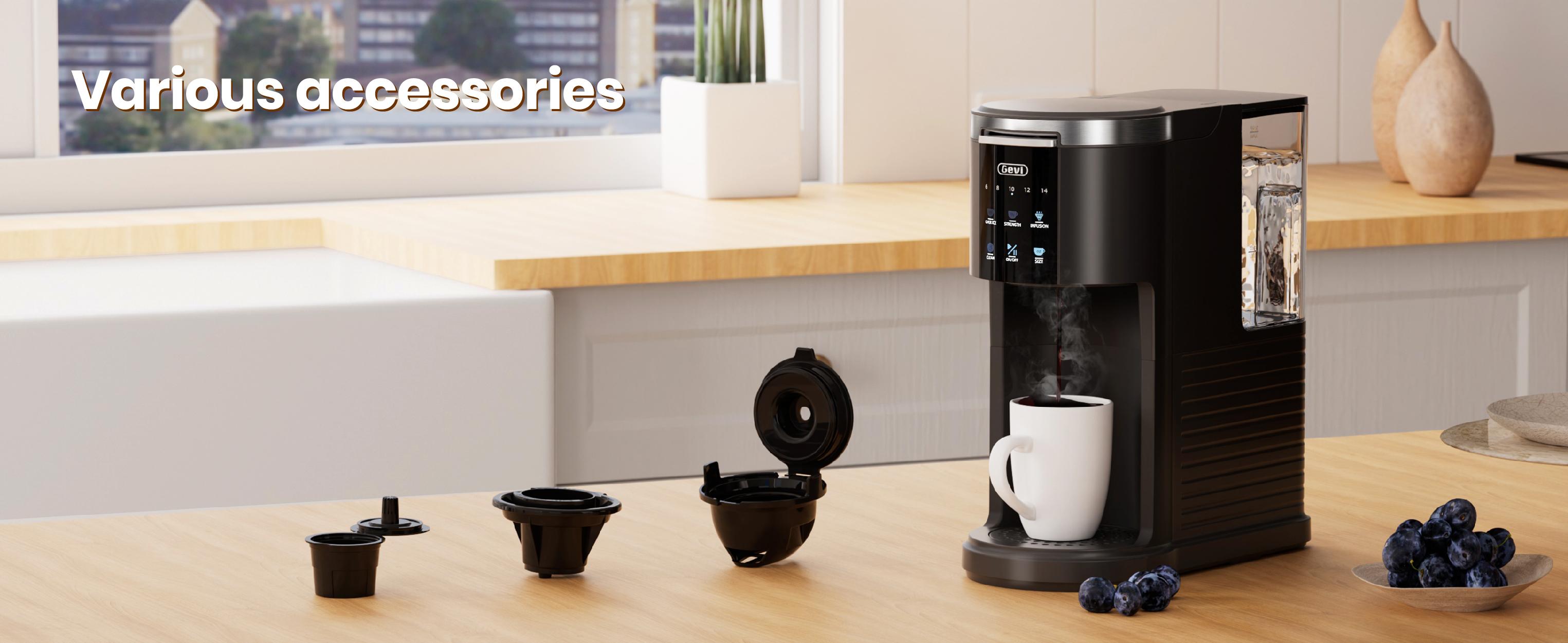 【Springtok】Gevi EzPod Single Serve Coffee Maker – Compact & Portable, Compatible with Pods & Ground Coffee, 40 oz Reservoir, Iced Coffee Maker, Black 【Springtok】Gevi EzPod Single Serve Coffee Maker – Compact & Portable, Compatible with Pods & Ground Coffee, 40 oz Reservoir, Iced Coffee Maker, Black