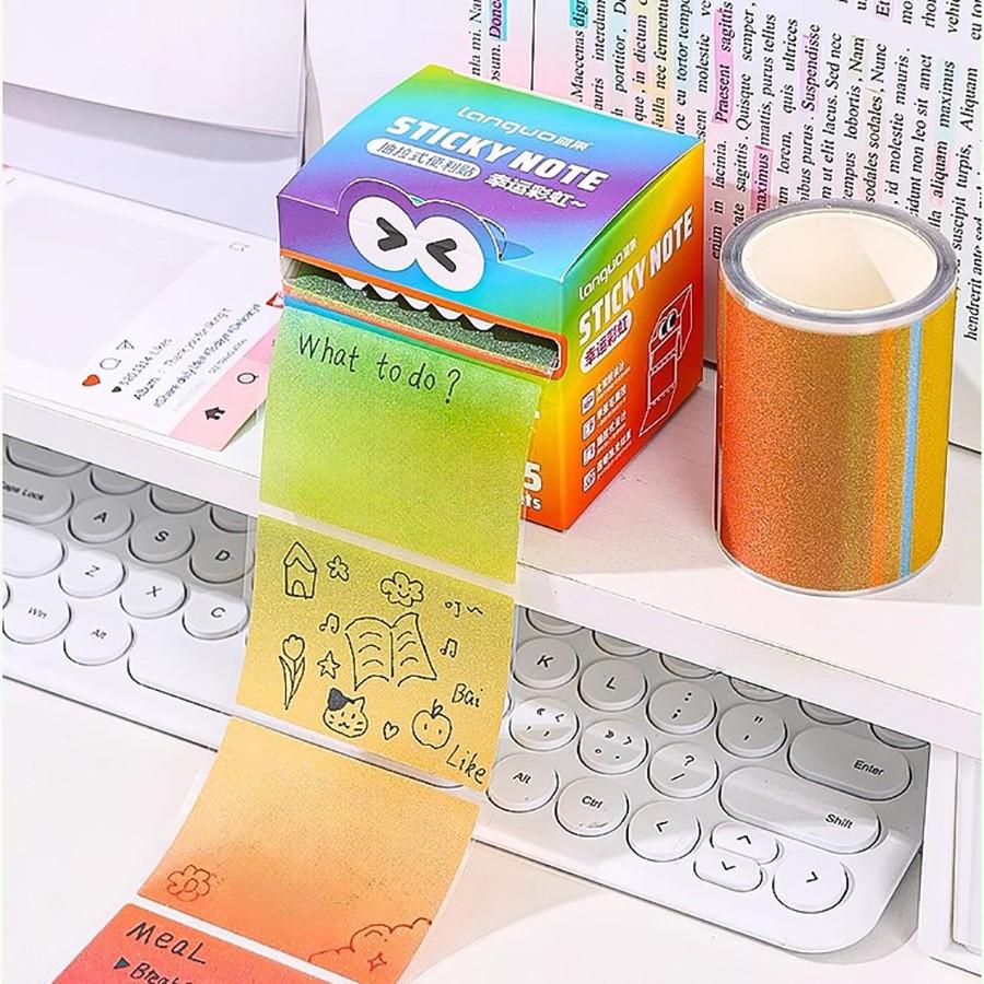 Transparent Sticker Notes, 105 Sheets, Loose-Leaf Notebooks, Easy to Tear, Write, and Reuse, Ideal for School, Diary, Office, Random Styles, Self Adhesive Stickers