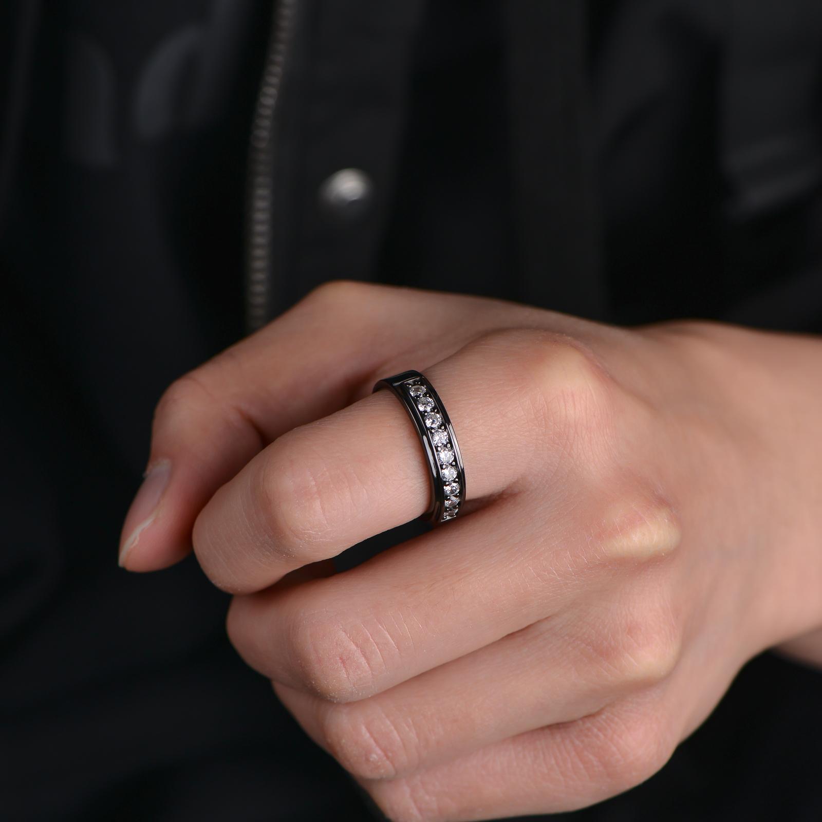 Men Wedding Band 925 Sterling Silver Rings for Men White Plated Round 5A Zirconia Size 8-12