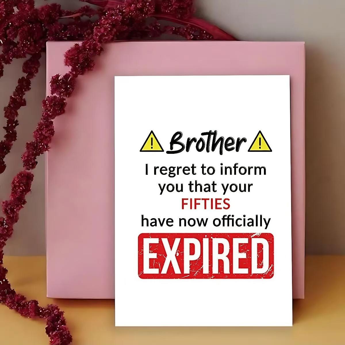 1/3/7pcs，Funny Birthday Card for Brother, 60th Birthday Greeting Card, Humorous Gift for Siblings,   Joke Birthday Card