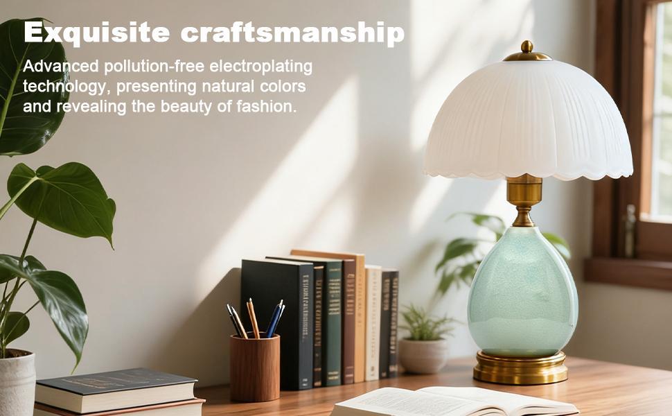 Ceramic Table Lamp Modern Vintage Lamps for Bedroom Living Room with Frosted Glass Lampshade, Desk Bedside Small Lamps for Living Room Night Stands Bedroom