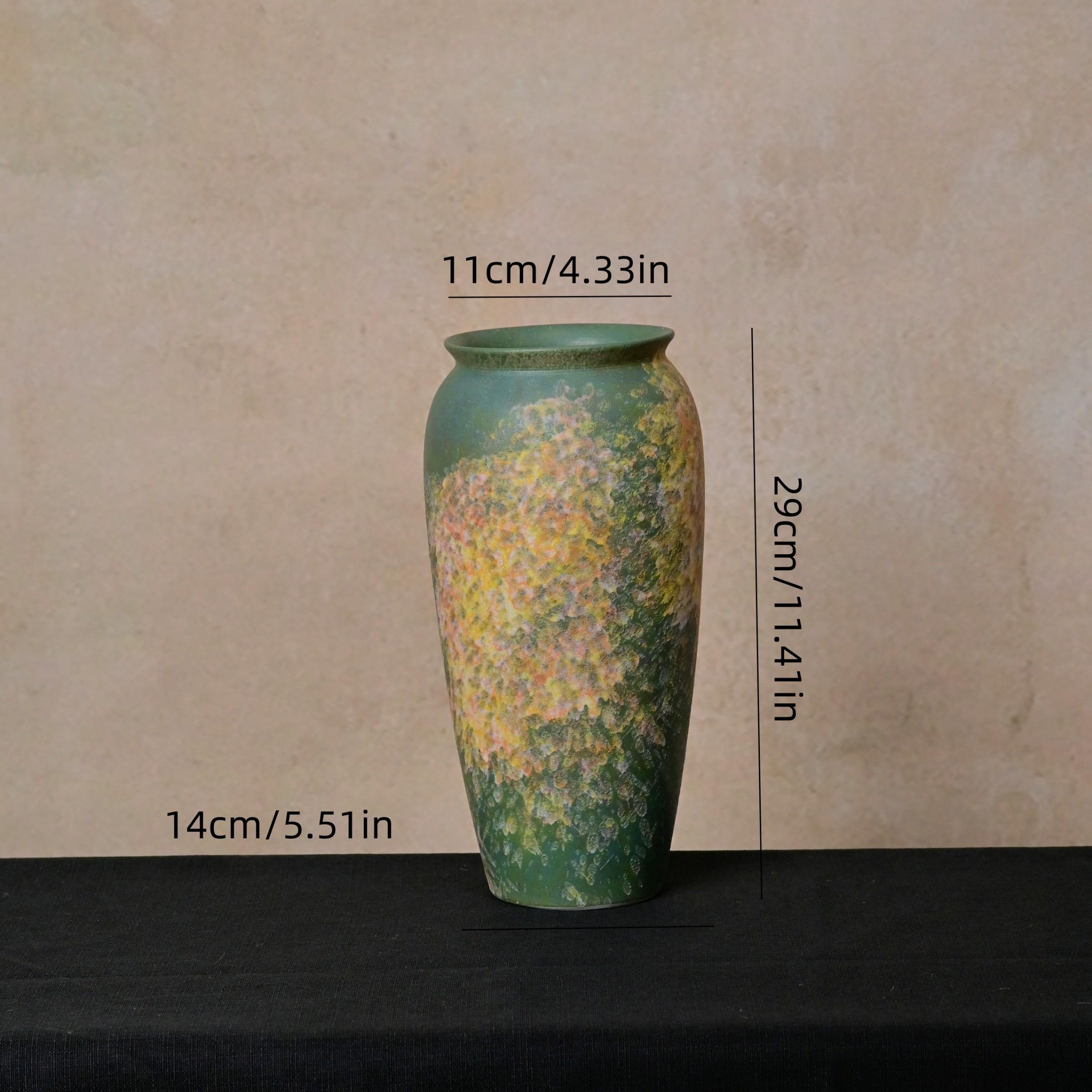 Vintage Ceramic Vase, Worn Gradient Spot Glaze Art Vase, Retro Wabi Sabi Home Decor Dried Flower Vase, Living Room Tabletop Decoration