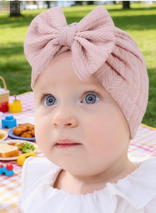 Super Soft Solid Color Bow Baby Beanie, Warm & Breathable Newborn Hat, Cute Stretch Fit for All Seasons, Best