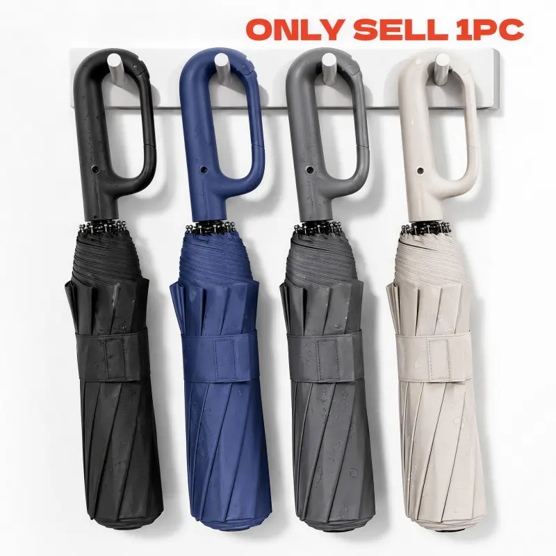 Automatic Folding Umbrella, Portable Foldable Umbrella, 1 Count/60pcs, Portable Travel Rain Umbrella with Loop Buckle, Windproof & Waterproof, for Men & Women