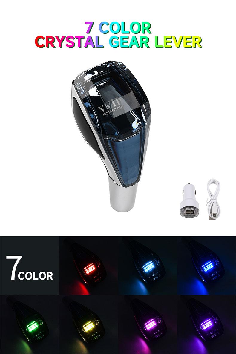 For VIP Car Universal LED Crystal Handles Manual Transmission Gear Shift Knob Lever Stick Head 7 color Car interior accessories