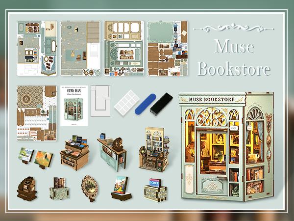 CUTEBEE DIY 3D Book Nook Kit Muse Bookstore – Miniature Wooden House Dollhouse, Handmade Creative Bookshelf Decor | Holiday, Christmas and Black Friday Gift for Adults CUTEBEE DIY 3D Book Nook Kit Muse Bookstore – Miniature Wooden House Dollhouse, Handmade Creative Bookshelf Decor | Holiday, Christmas and Black Friday Gift for Adults