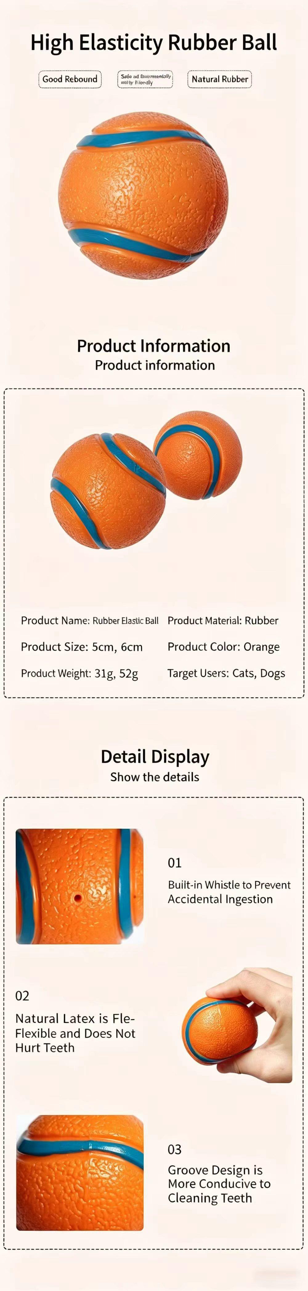 Dog toy: thickened sound-making elastic ball for self-entertainment, boredom relief, durable chewable tennis ball, teeth grinding, dog training, interactive pet supplies