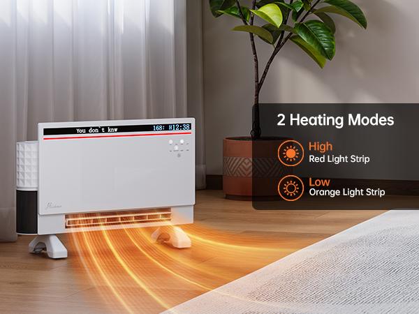 Electric Space Heater for Bedroom 1500W, 120° Vertical Oscillation, Adjustable Thermostat, Remote Control, 24H Timer, Easy-Mount Heater for Indoor Use, Works with Alexa,listen to music Ambient Light，Smart