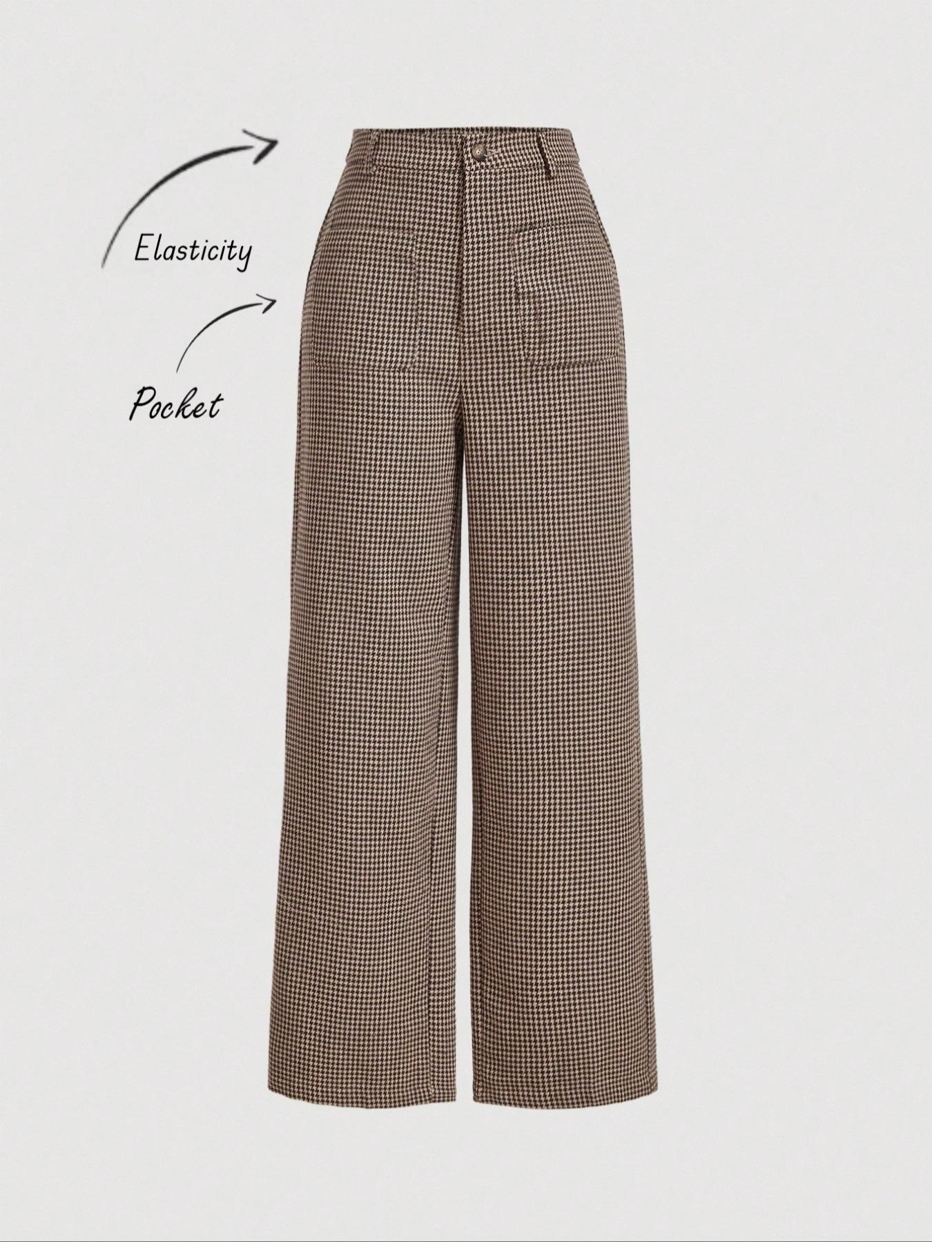 Women's Wide Leg Pants Set, Business Casual Fitted Long Trousers with Front Pockets, Professional Autumn/winter Clothing, Lady