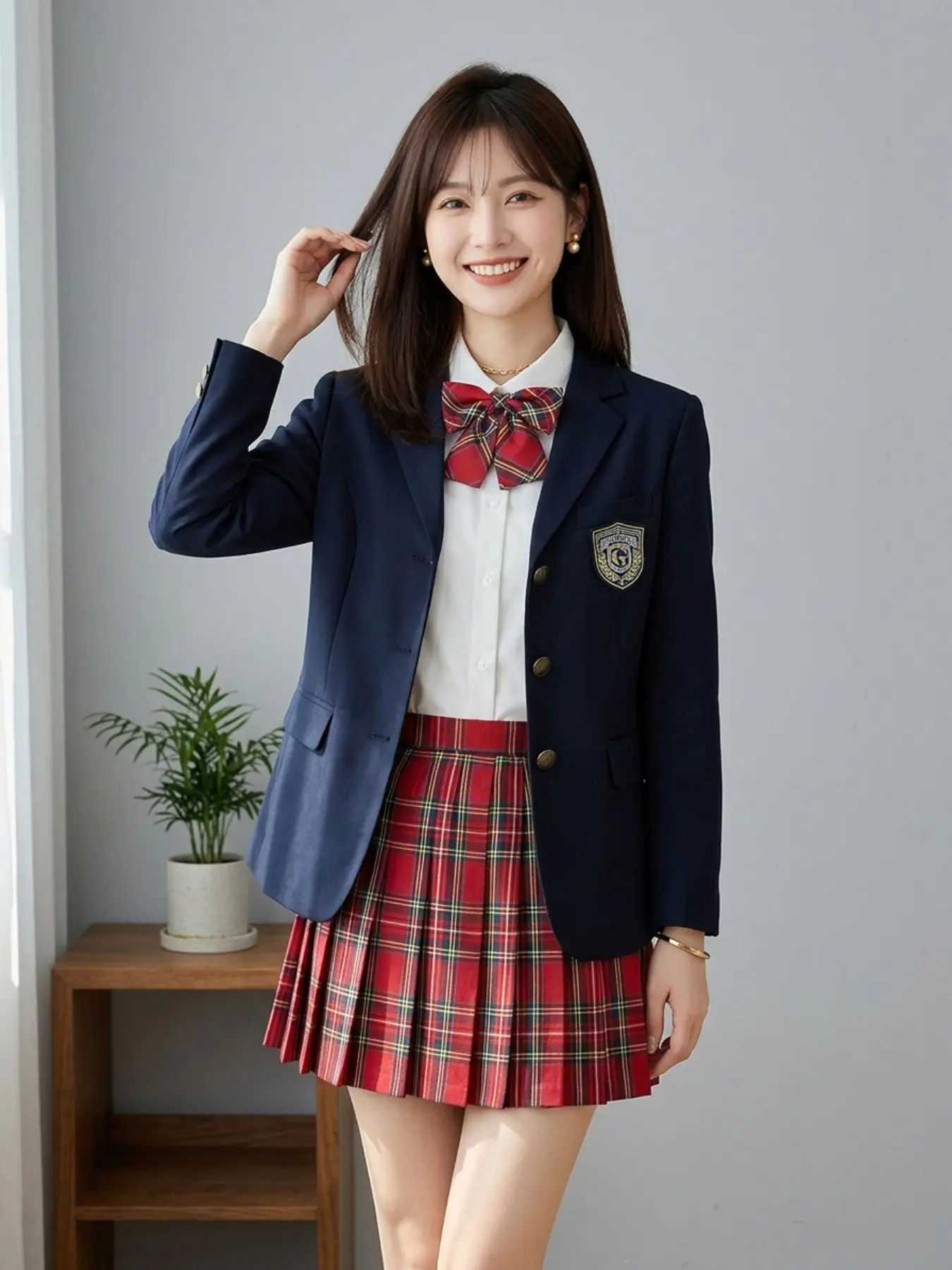 Jk Uniform New Style Blazer Three Button Suit Short Skirt Set, Pleated Skirt College Style, Spring & Fall Slim Fit Solid Pattern