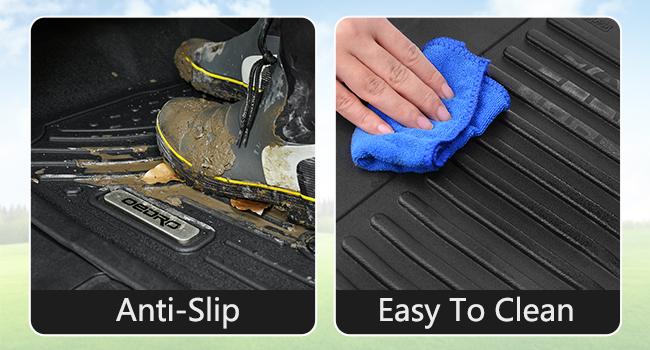 OEDRO Floor Mats Compatible with 2014-2018 Chevy Silverado/GMC Sierra 1500 Crew Cab, 2015-2019 Chevy Silverado/GMC Sierra 2500HD 3500HD Crew Cab, with 1st Row Bench Seat, Custom Fit Black TPE Floor Liners 1st & 2nd Row All-Weather Protection