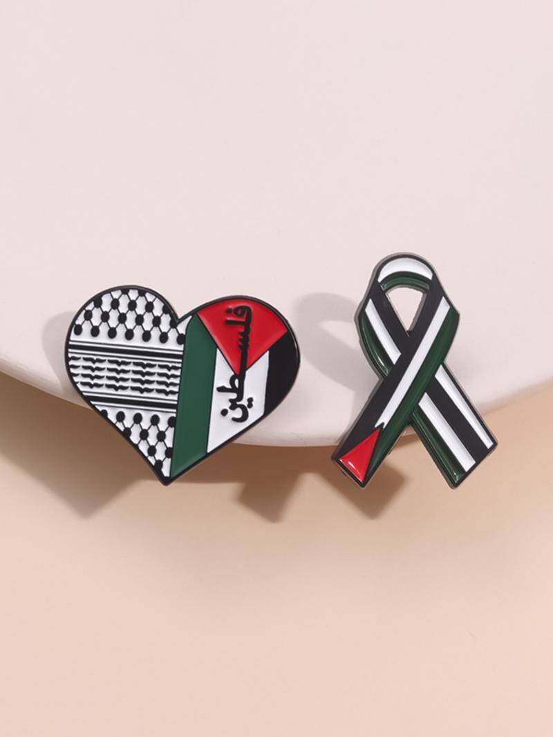 Heart & Ribbon Shaped  Brooch, Fashion Alloy Badge for Daily Clothing Decor, Trendy All-match & Exquisite Brooch for Birthday Gift, Durable Metal Pins