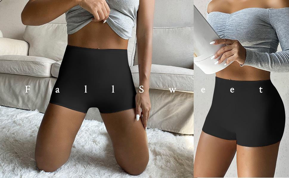 FallSweet Women's Seamless Panties No Show Boy Shorts Underwear Boxer Briefs Pack
