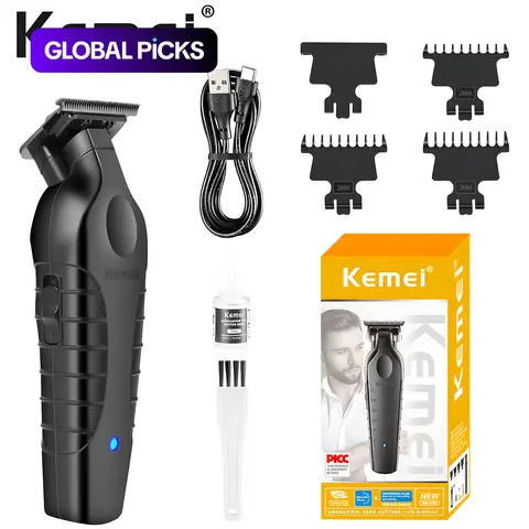 【Black Friday】Kemei KM-2299 Professional Hair Trimmer, Cordless Detailer Barber Clipper with Zero-Gapped Carbon Blade, High-Quality Trimmer, Cordless Rechargeable Trimmer, Wireless Rechargeable Trimmer #GLOBAL PICKS