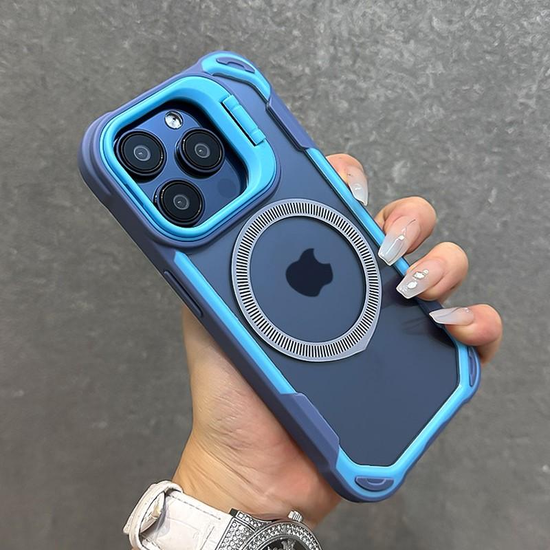 Premium Transparent Protective Case for Iphone 17 16, 15, 14, 13 Pro Max Air Plus, Featuring Magnetic Attachment And a Camera Lens Stand  Compatible with Magsafe