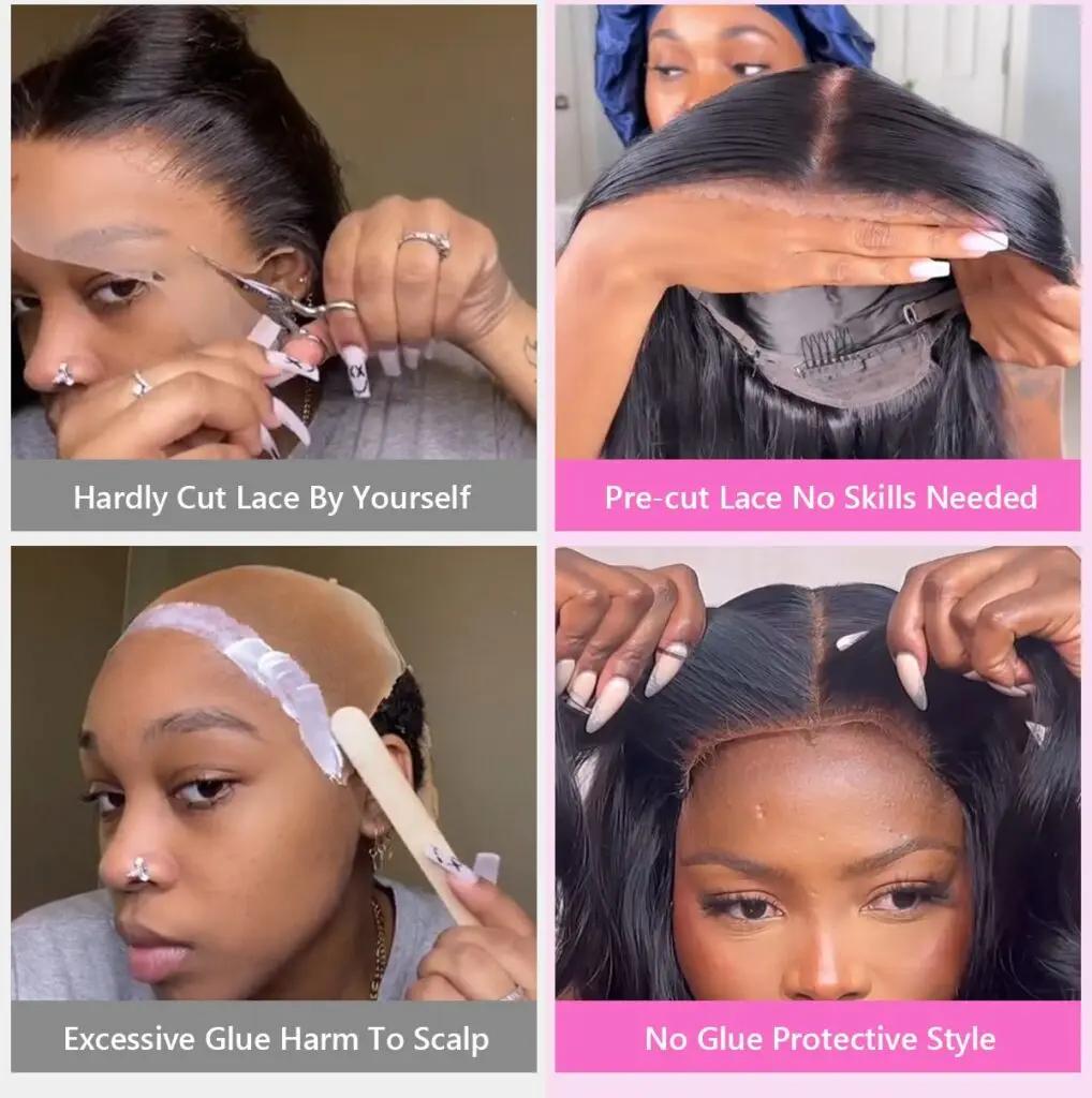 Bling Hair Body Wave 6x4 Glueless PrePlucked Remy Hair Wigs Ready To Wear Transparent Pre Cut 5x5 Lace Closure Wig For Black Women