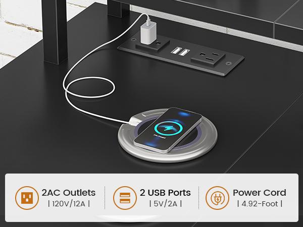 SEDETA 47.2 Inch L Shaped Desk with 4 Drawers and Storage Shelves L Shaped Gaming Desk with LED Lights Power Outlets