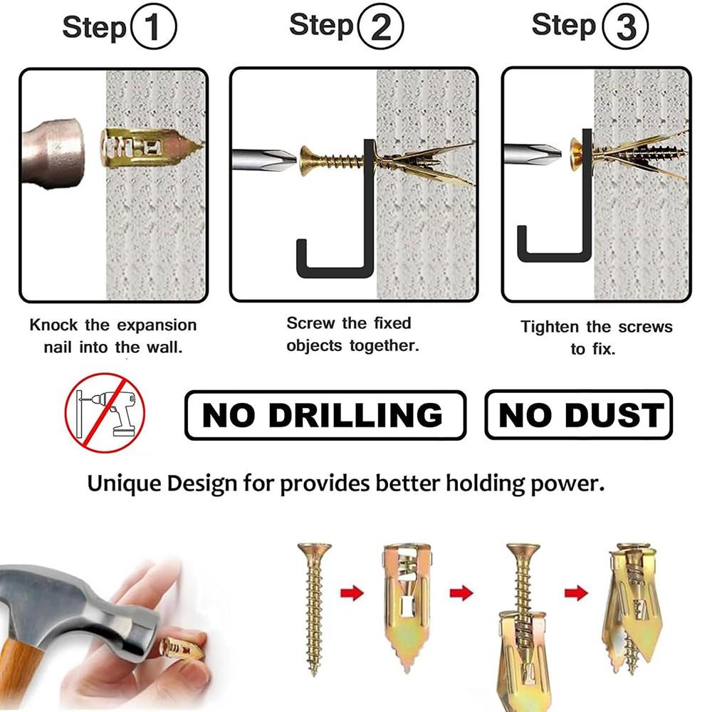 120/240/360 PCS Galvanized Self‑Drilling Drywall Anchors Screws Combo, 12x30mm Wall Fasteners, Drill‑Free Setup, 66LB Support for Home Office Fixtures