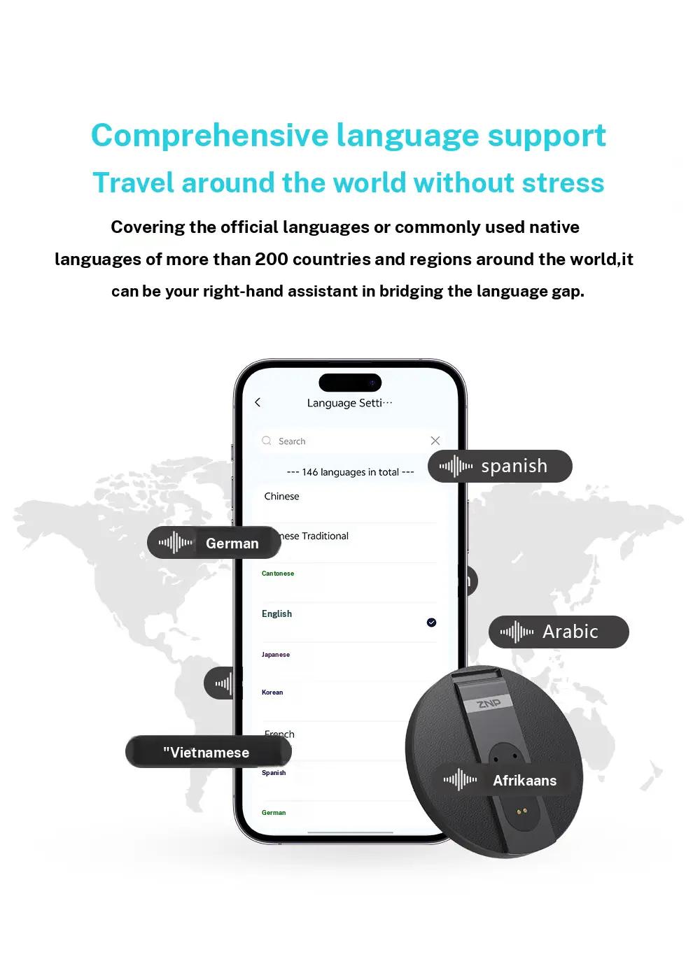 AI Translator Voice Recorder Note Recorder, Translation 146+ languages with Real time Translation, Magnetic Phone Holder, Supports Video and Voice Call Translation, Travel Socializing Lectures Meetings Interviews