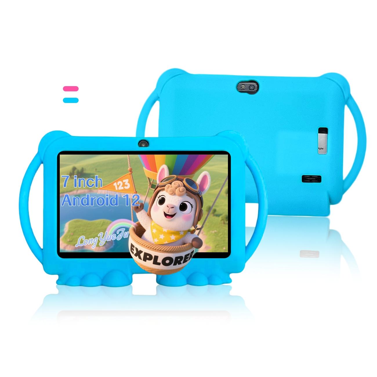 Surprise holiday gifts! 7-inch Android tablet intelligent learning machine, movie, reading, internet, wireless connection, etc., installed iWAWA educational software, parental control, no adapter, blue/pink, Halloween and Christmas gift options