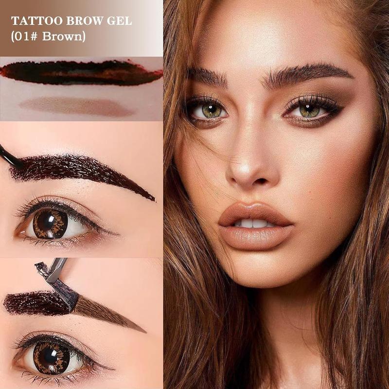 Easy Peel-Off Eyebrow Gel-Waterproof &Sweatproof, Long-Lasting Black or Brown TattooTint, Film Forming, Medium Coverage for All SkinTypes