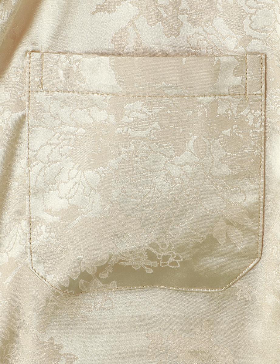 ZEROYAA Men's Shiny Luxury Silk Satin Floral Jacquard Short Sleeve Regular Fit  Down Shirt for Party Prom Smooth Casual summer outfits Lapel Neck Button Front