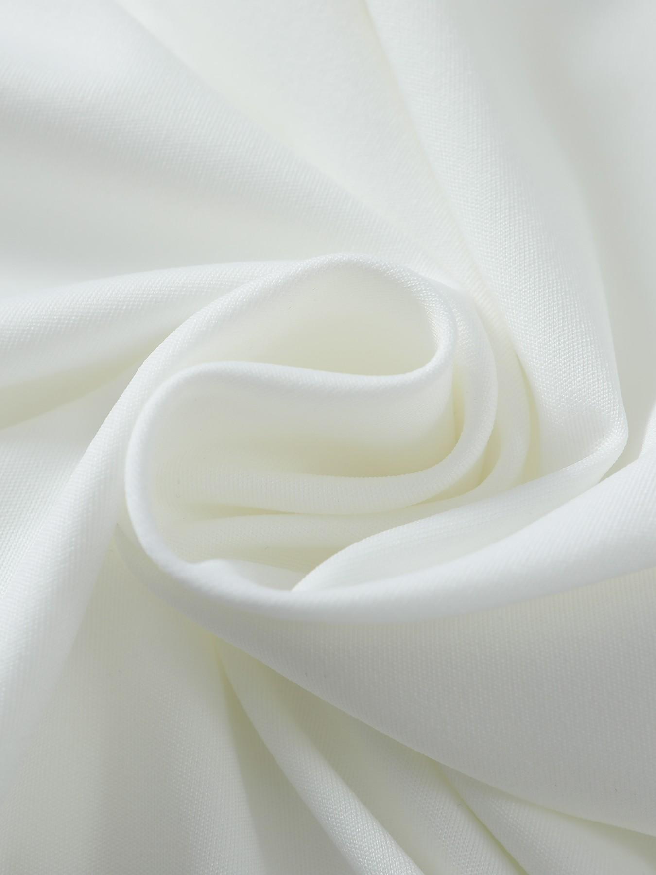 1 Pc Women's White Cropped Button Down Shirt Short Sleeve with Dual Chest Pockets Slim Fit for Casual Office Daily Wear