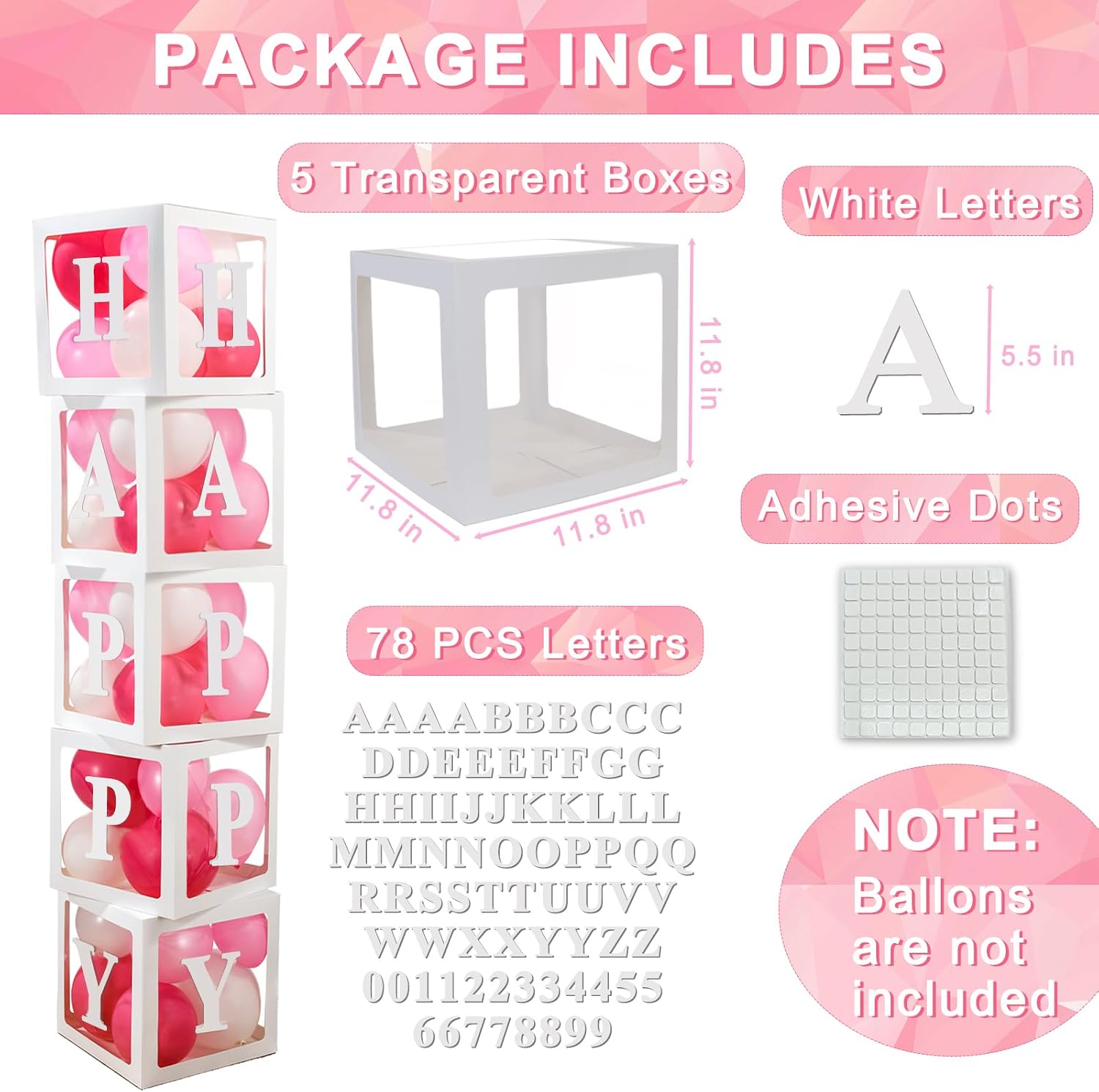 Transparent Balloon Boxes with 78 Letters & Numbers for Custom Names, Customized Gifts, Multi-Occasion Party Decor (Birthday, Graduation, Engagement) & Party Decor Ideas