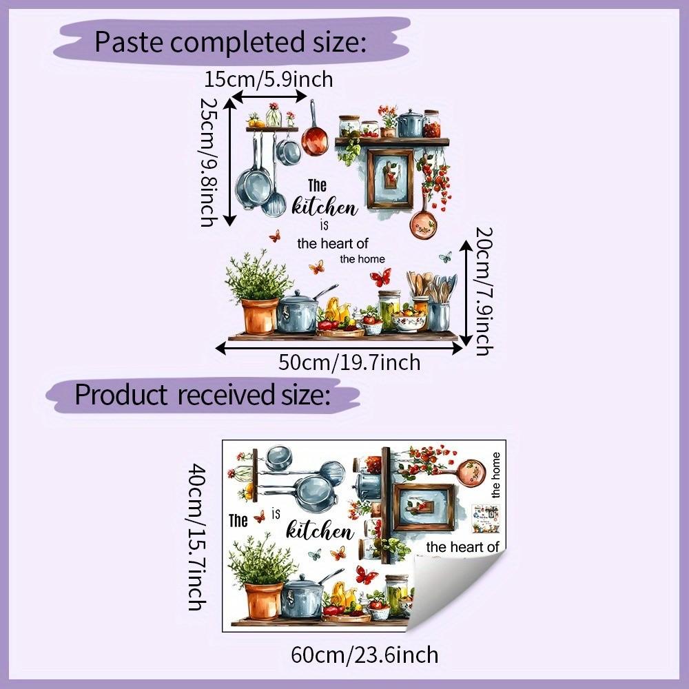 Kitchen Utensil English Slogan Wall Sticker, Decorative Sticker, Restaurant Home Decor, Easy to Apply, Durable Material, Perfect for Kitchen & Dining Areas