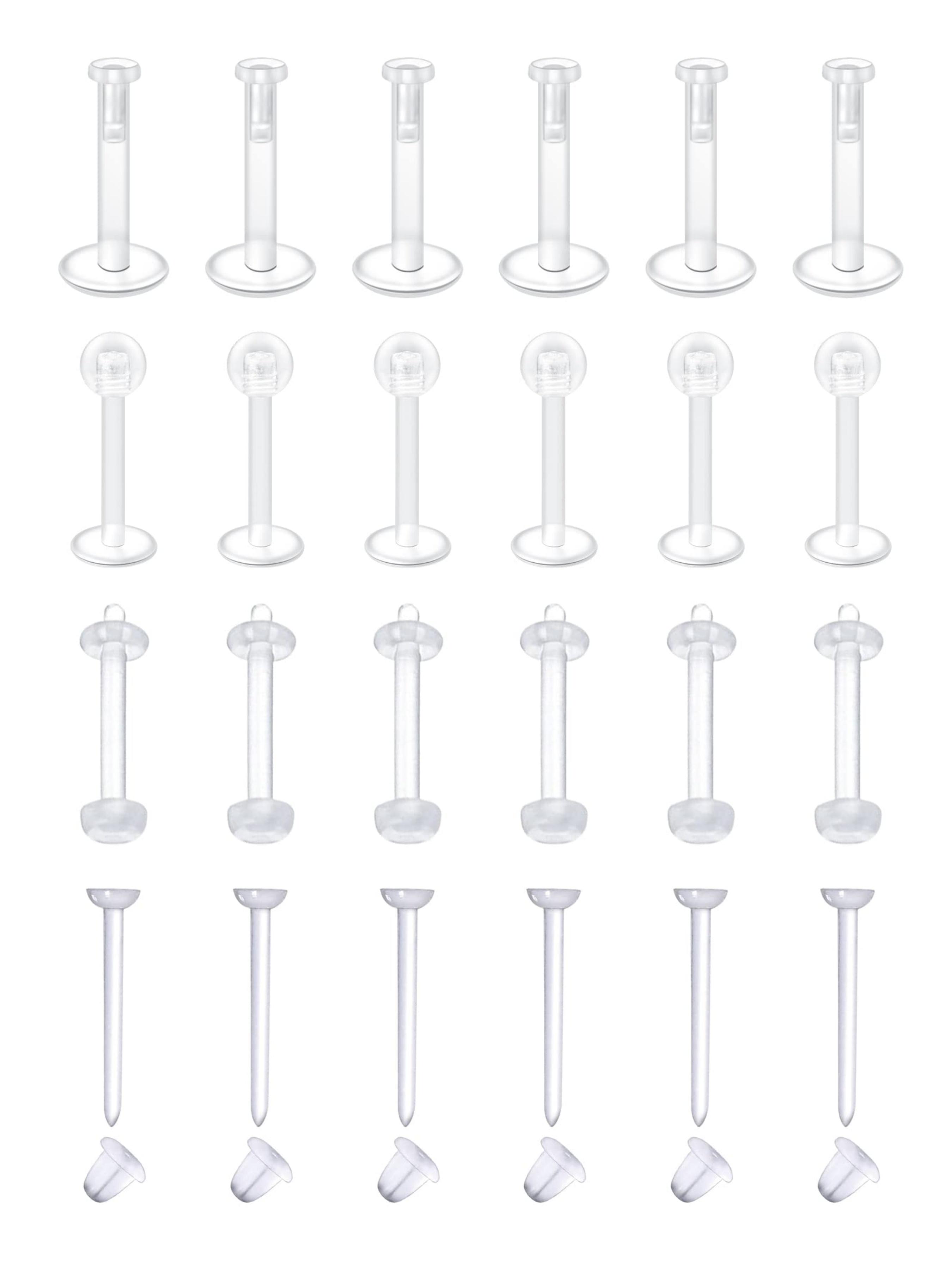 Clear Nose Rings & Studs - Plastic Nose Piercing Retainers - 16g, 20g - Clear Cartilage Earrings & Lip Piercing Retainer