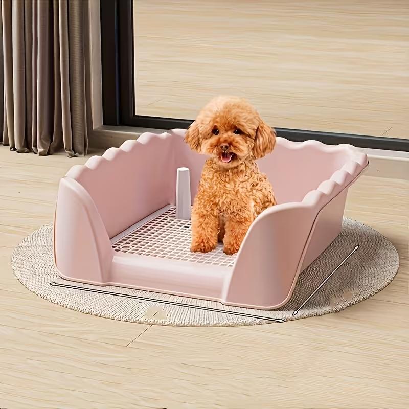 Adjustable Height Splash-Proof Dog Toilet with Wave Fence and 3-Sided Design, Durable Easy-Clean Pet Bowl for Indoor/outdoor Use