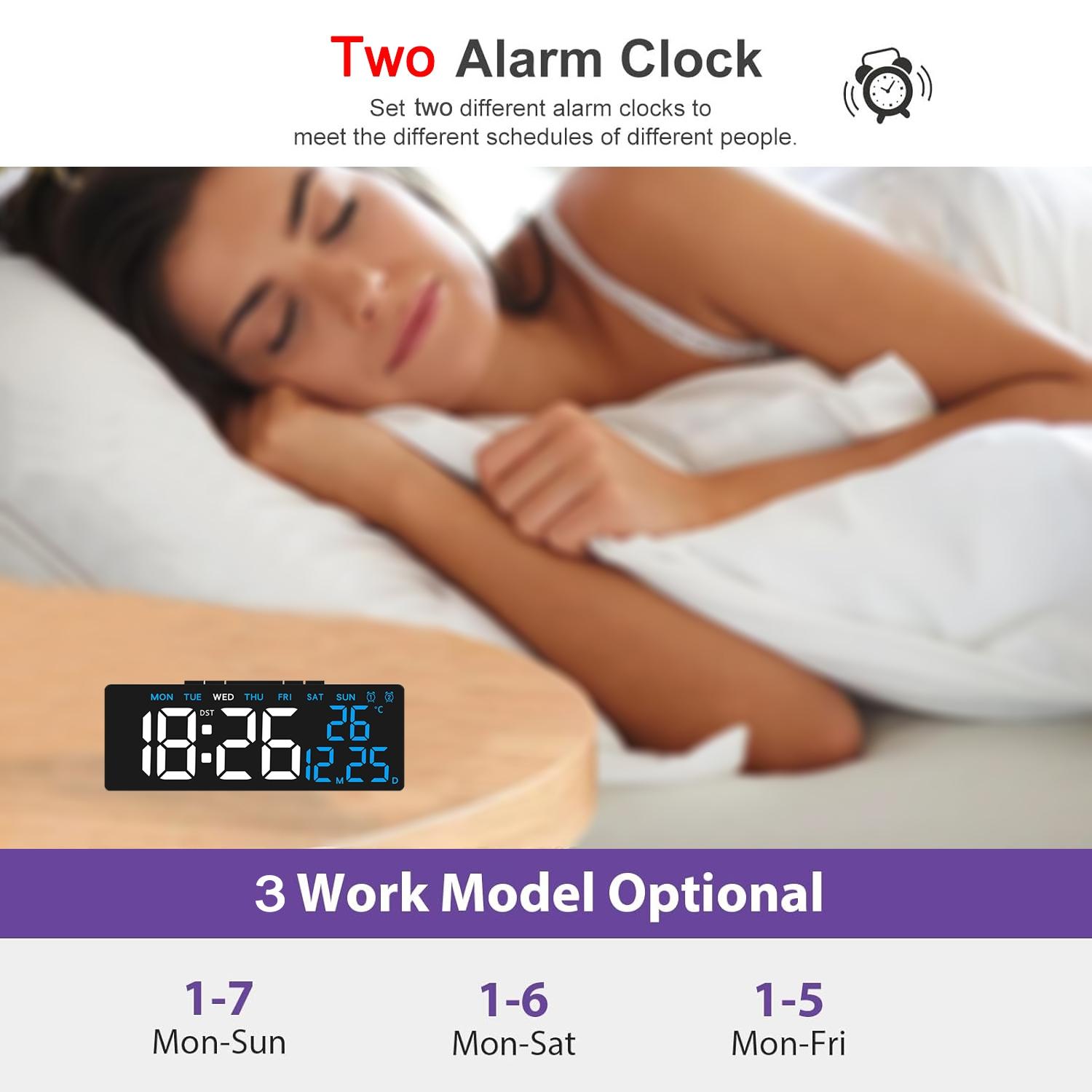 Vintage Style Practical LED Clock, Desktop Electronic Clock, Date Temperature Week Display, Modern Digital, Adjustable Brightness, Snooze, Home Office Bedroom