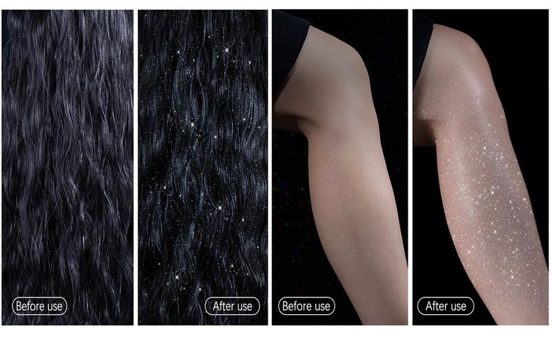 Shiny Body Glitter Spray, Body and Hair Glitter Spray, Body Shimmery Spray for Skin, Face, Hair and Clothing,Quick-Drying Waterproof Body Shimmery Spray for Prom Festival Rave Stage Makeup